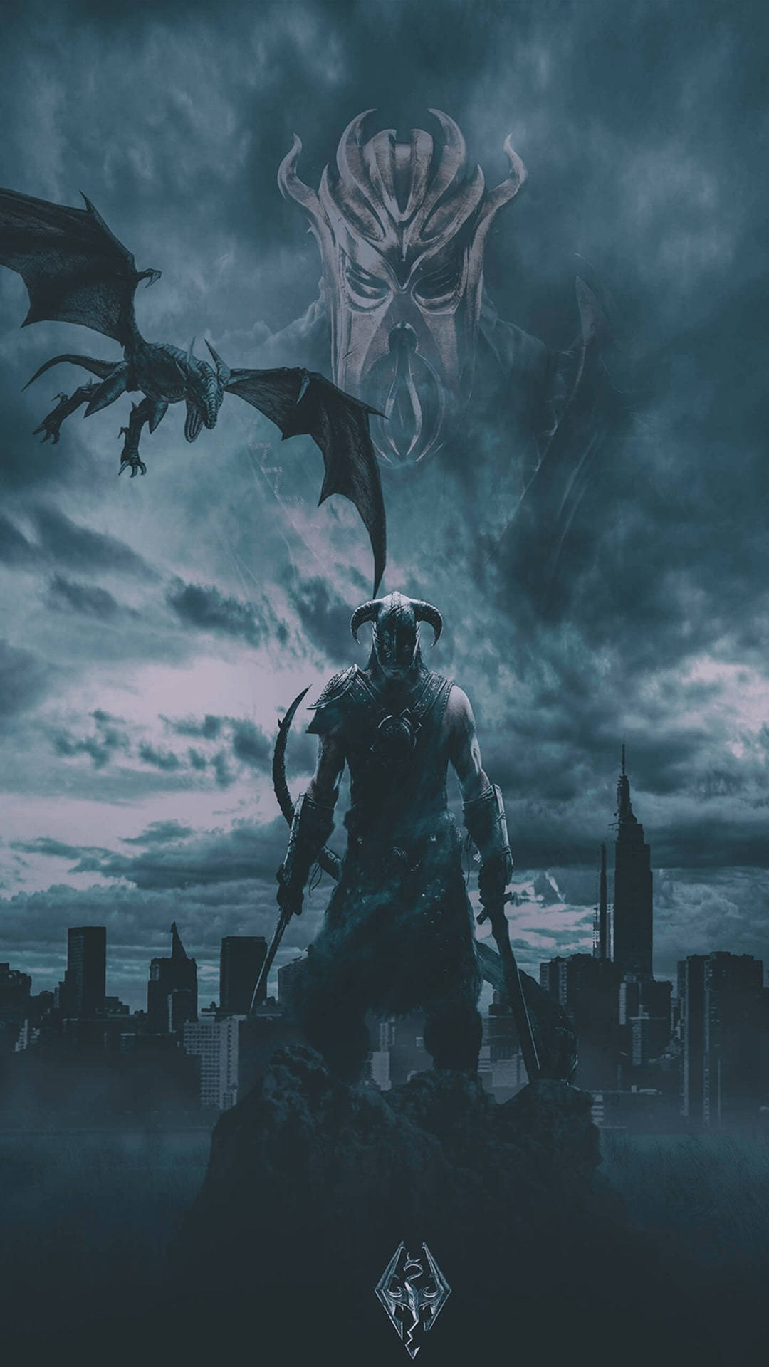 Cool Dark Blue Skyrim iPhone K9qh37jl7vc9hi94 Wallpaper