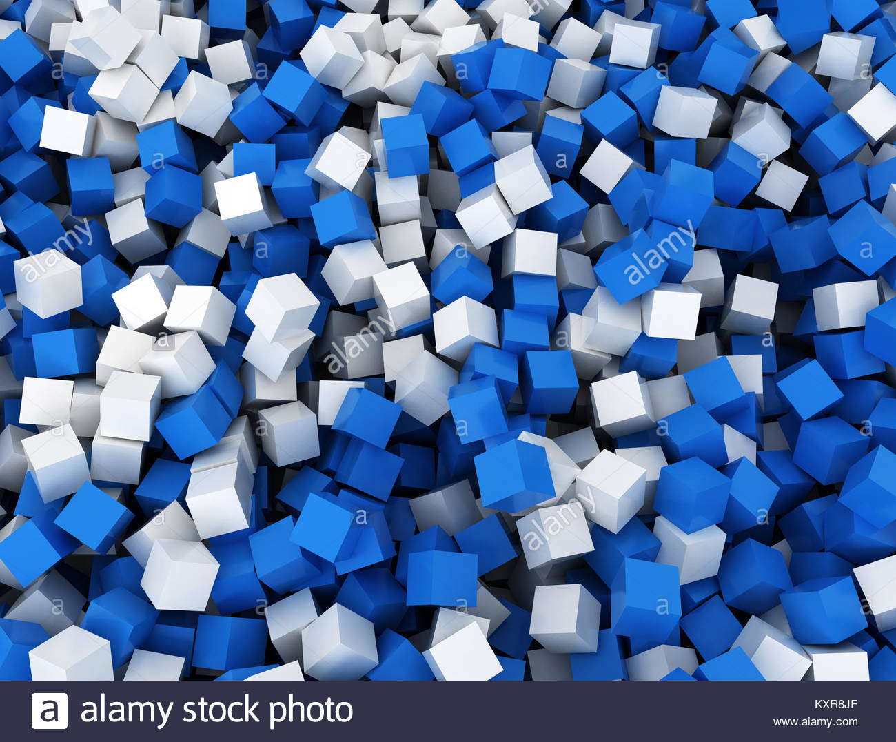 Blue And White Cubes Background 3d Rendering Desktop Wallpaper