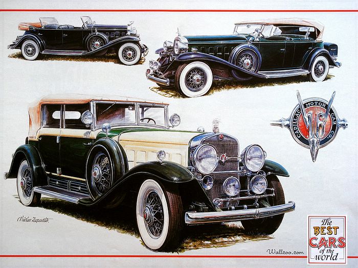 Cadillac Classic Cars Antique Art Illustration Wallpaper