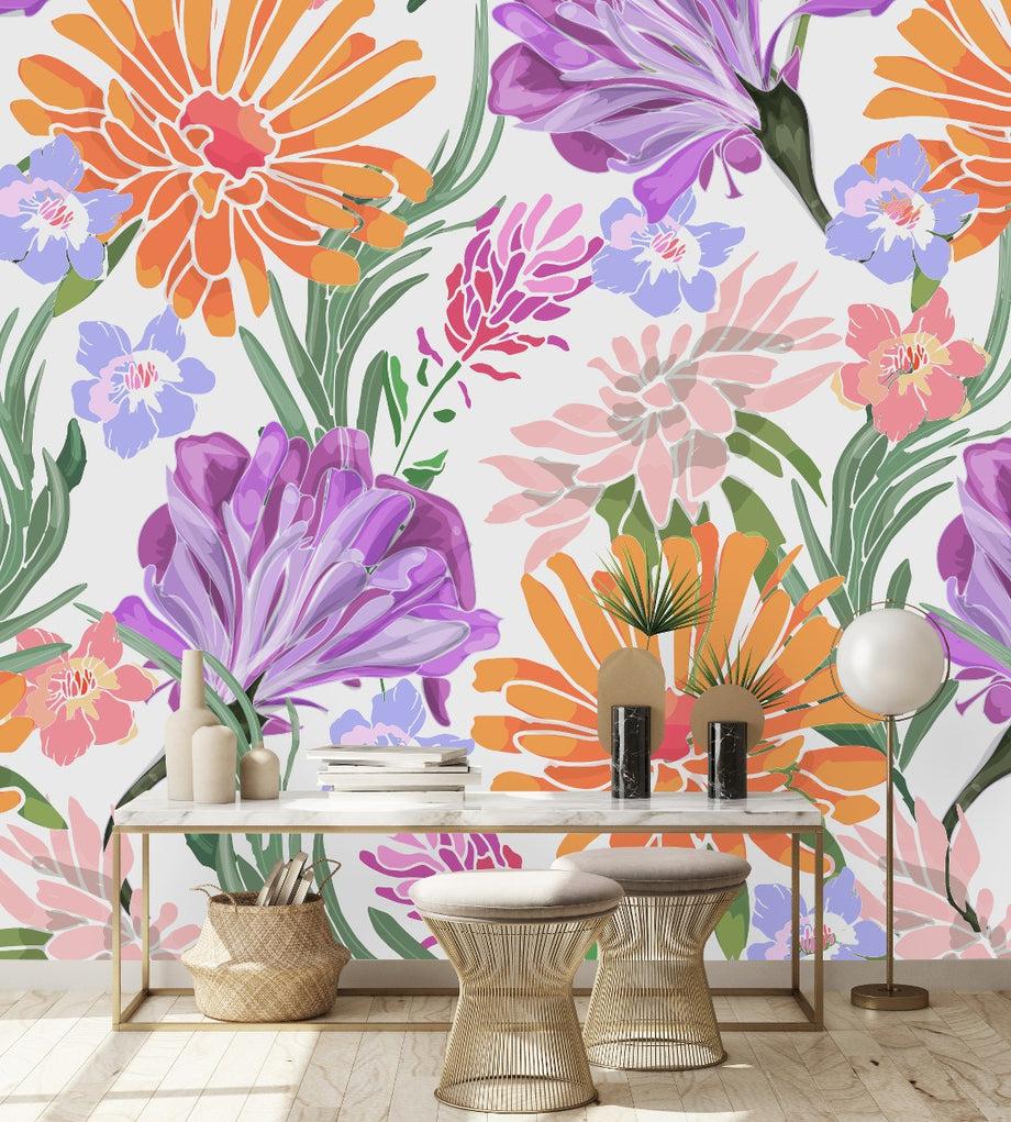 Fashionable Summer Flowers Contemporary Wallpaper buy at the best