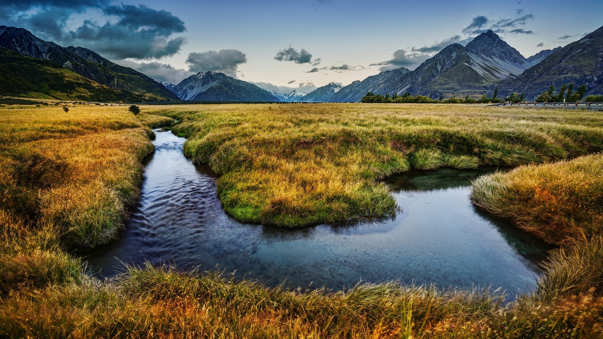 New Zealand nature landscape river mountains meadows Wallpaperjpg