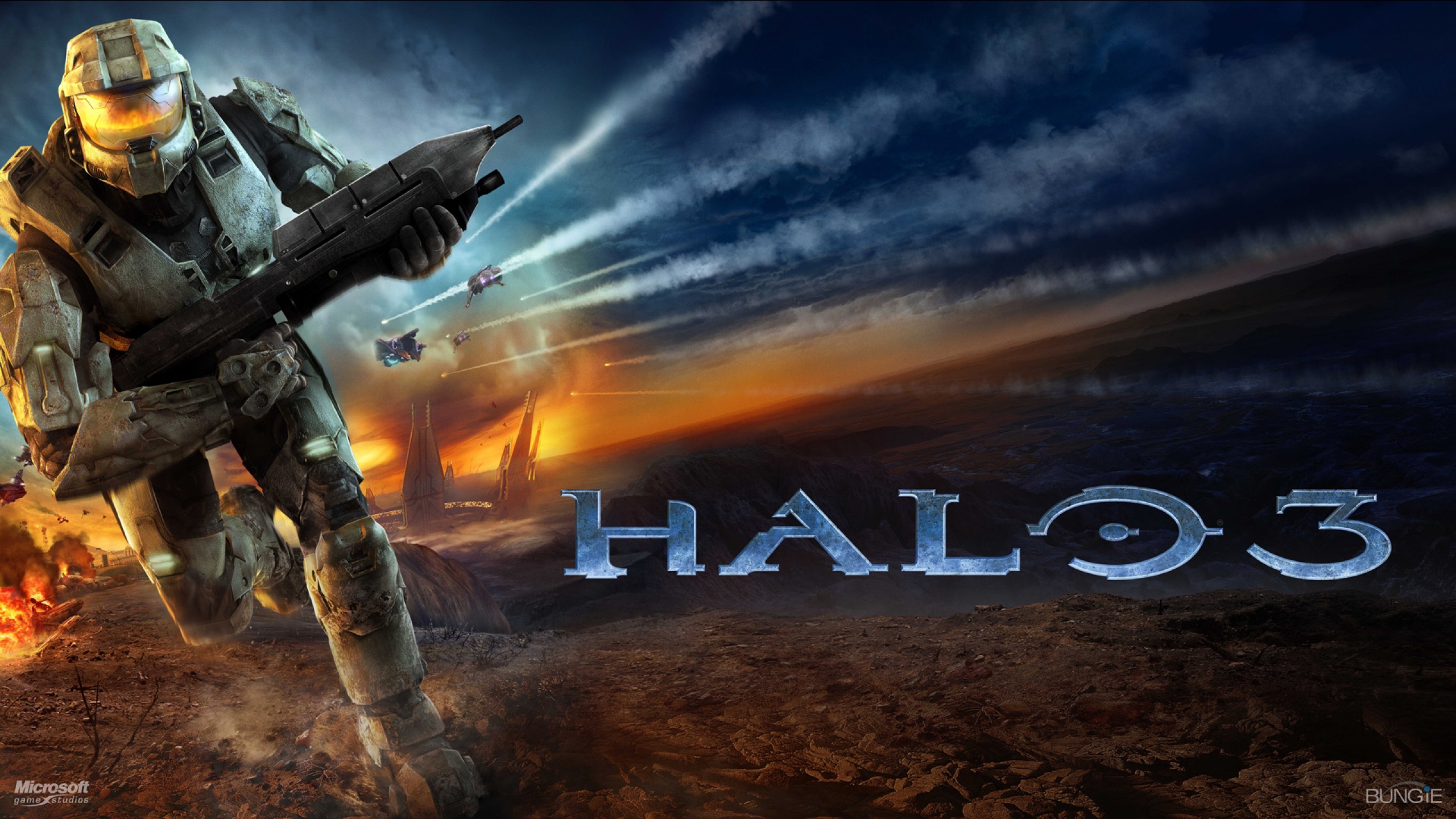 Wallpaper Halo Soldier Run Sky Explosion Mac