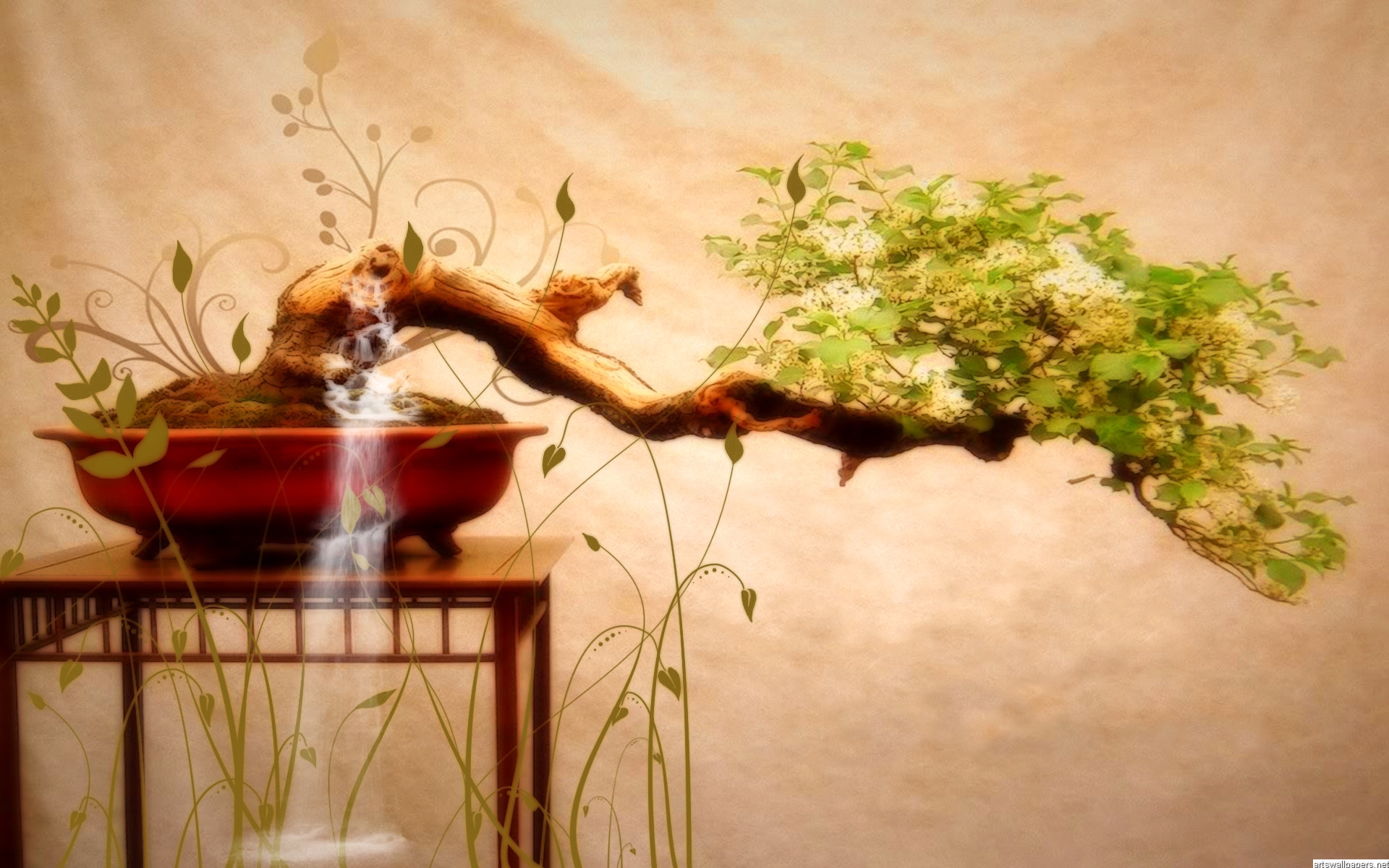 Japanese Bonsai Tree Art Wallpaper