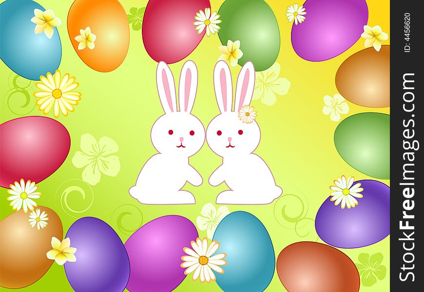 Wallpaper Of Easter Egg And Rabbit Stock Image Photos