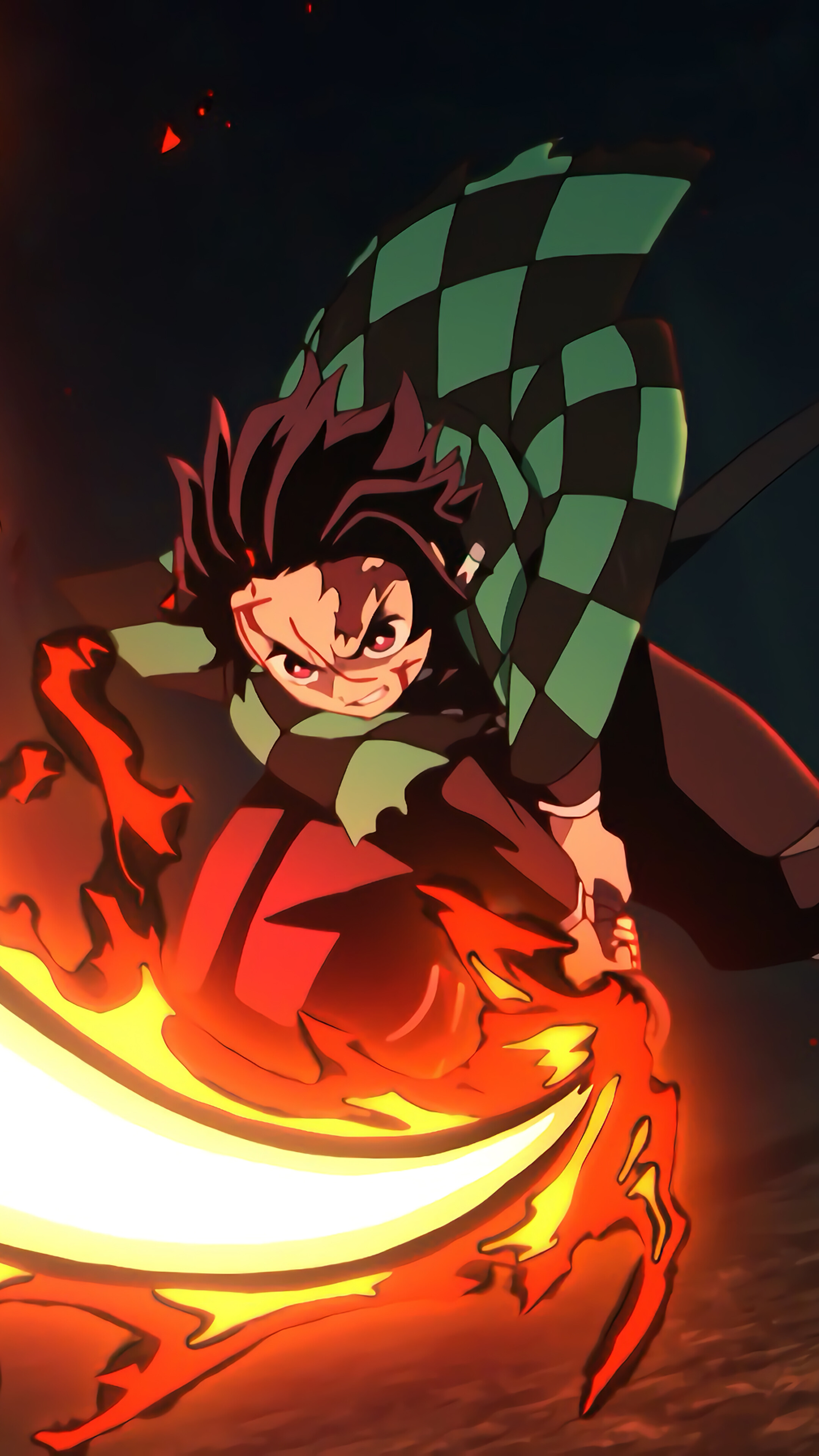 Tanjiro Flaming Katana Kimetsu No Yaiba 4k HD Phone Wallpaper