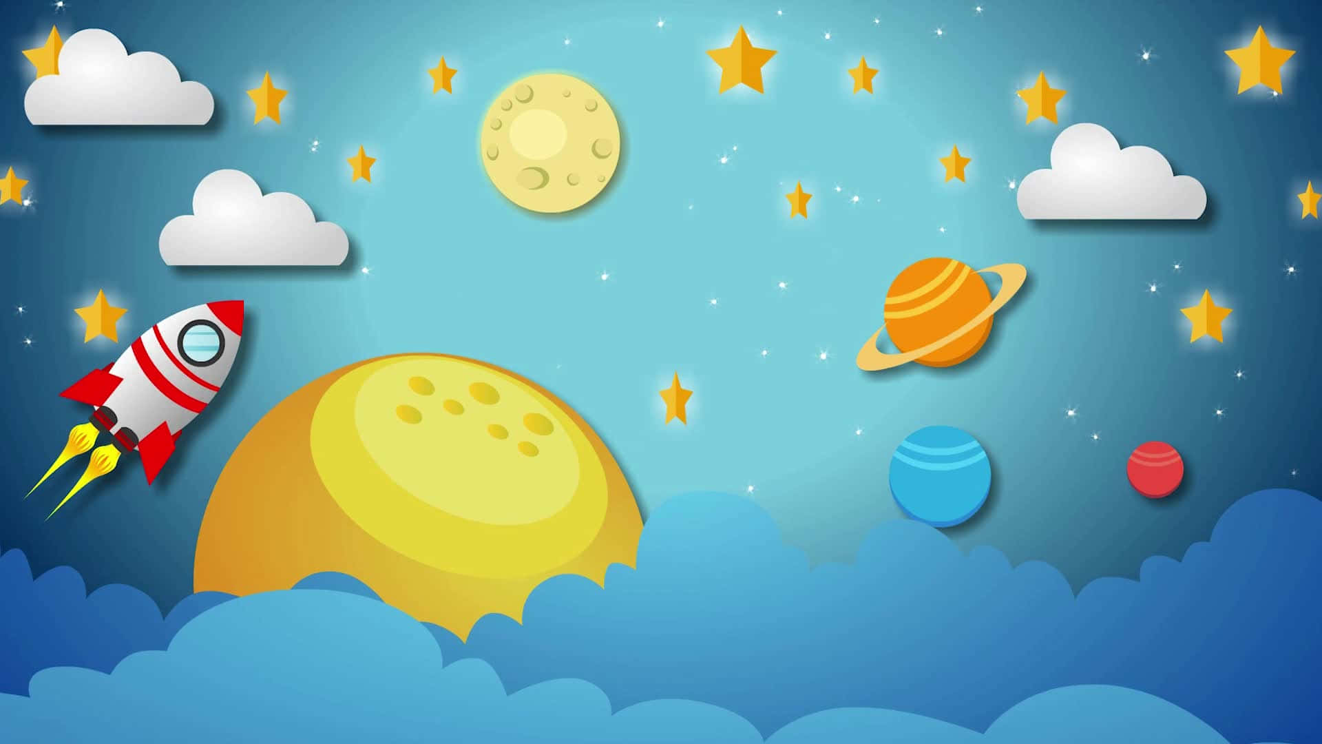 Cartoon Space Background Wallpaper