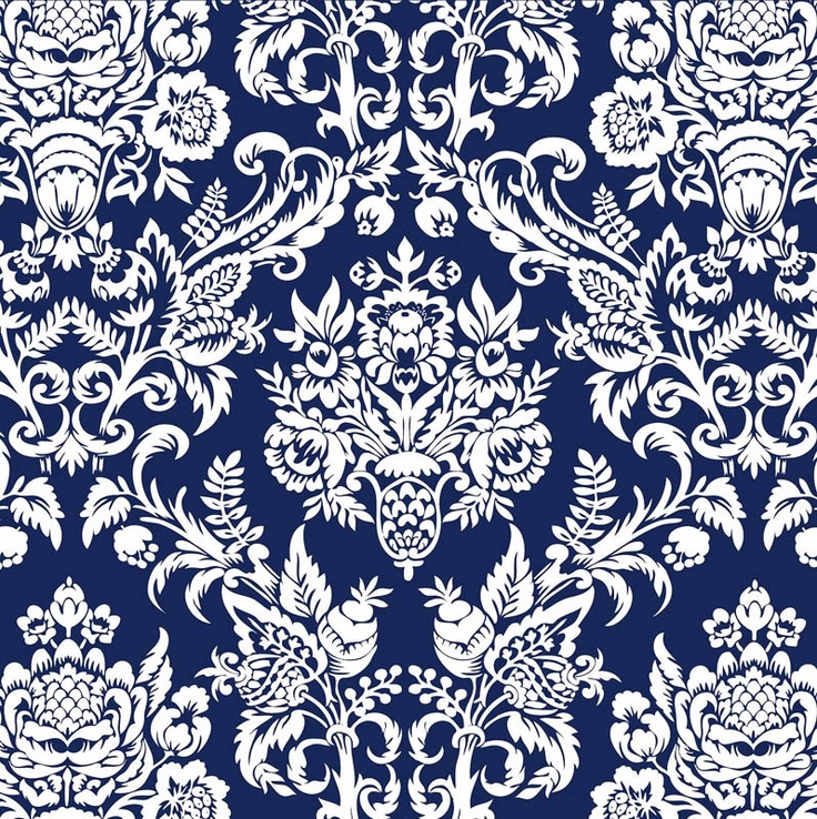 White Wallpaper With Navy Blue Pattern - carrotapp