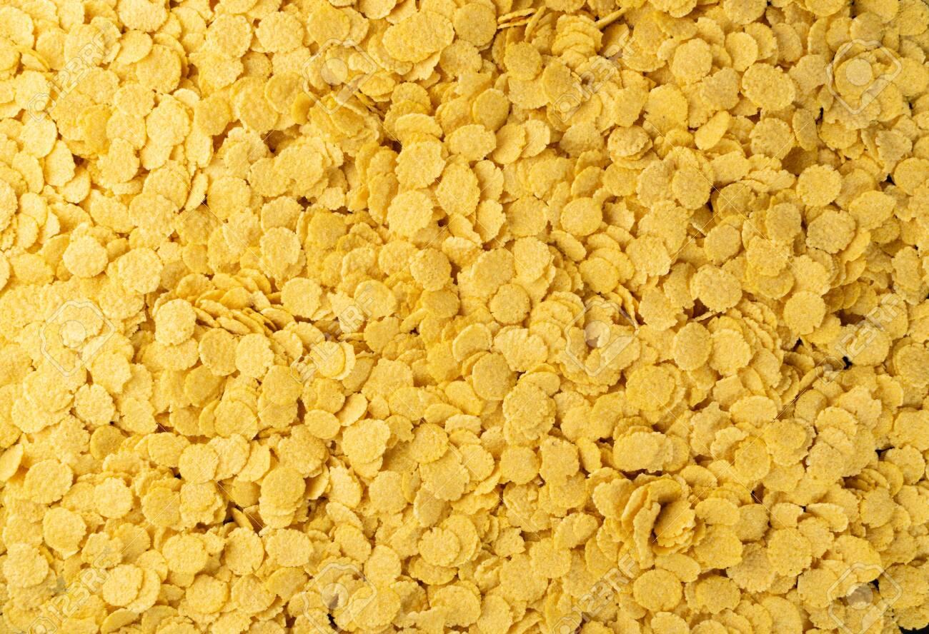 Yellow Corn Cereal Texture Background Golden Crispy Flakes
