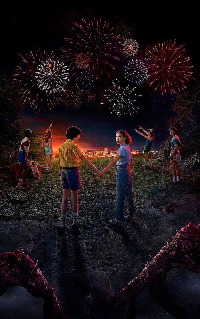 Stranger Things Desktop Wallpaper Mike Eleven Holding Hands Lucas