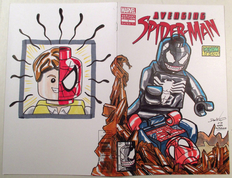 Lego Spider Man VS Venom comic sketch cover by DanVeesenmeyer on