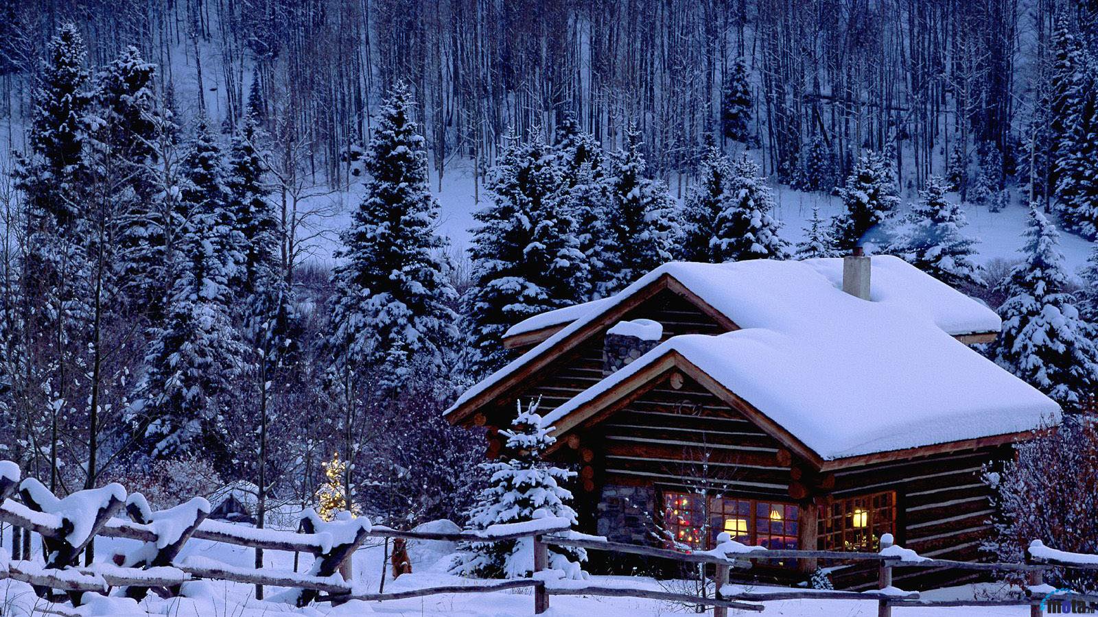 Wallpaper Christmas Cottage X Widescreen Desktop