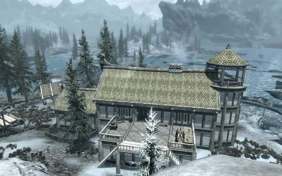 A Breathtaking Of The Beautiful Heljarchen Hall In Skyrim Wallpaper