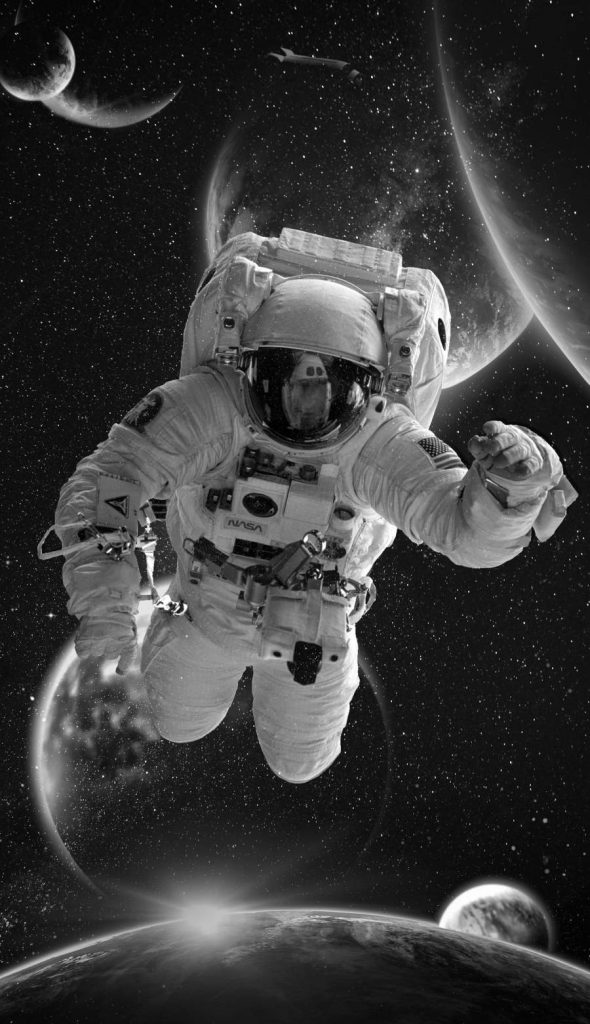 iPhoneXpapers.com | iPhone X wallpaper | ao98-astronaut -space-art-moon-dark-bw