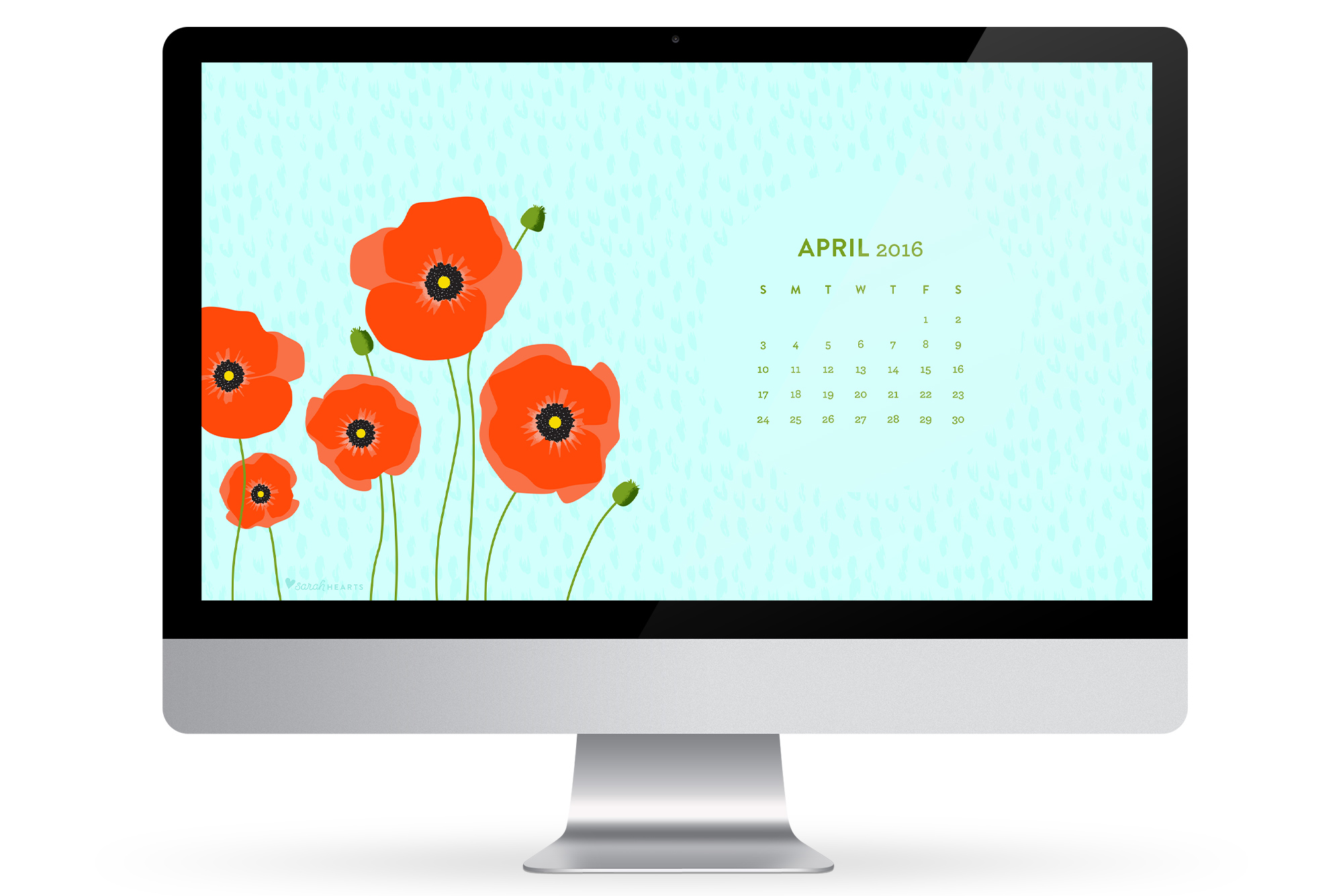  computer phone or tablet with this April 2016 calendar wallpaper 2000x1334