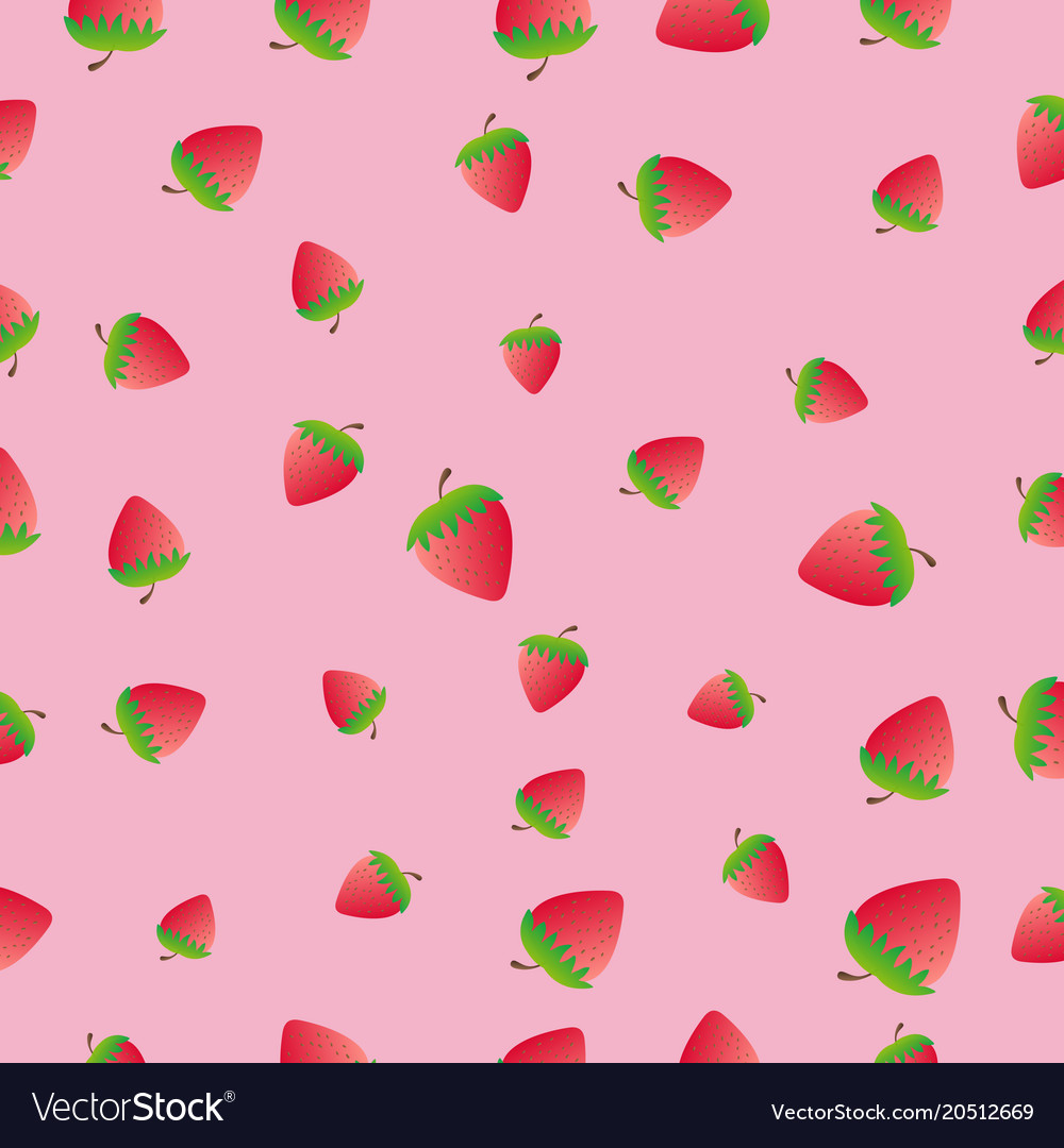 Seamless Background Cute Strawberry On Pink Vector Image
