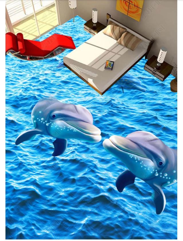 Waterproof Floor Painting Dolphin Wave Sea Surface 3d Flooring