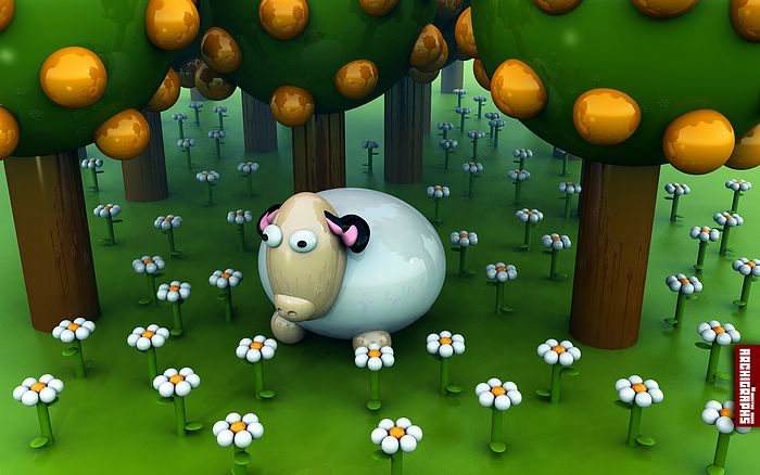 Hippo 3d Apple Character Cute Sheep Wallpaper