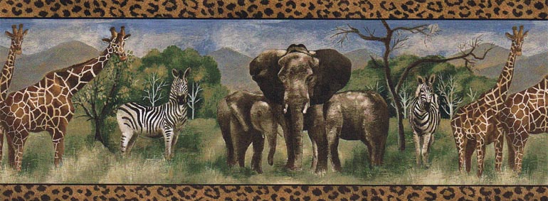 Details About Zebra Elephant Giraffe Wallpaper Border Ff51114b
