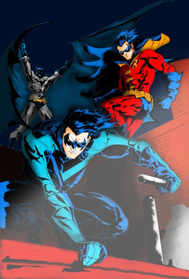 Batman Robin And Nightwing Colored By Philliecheesie