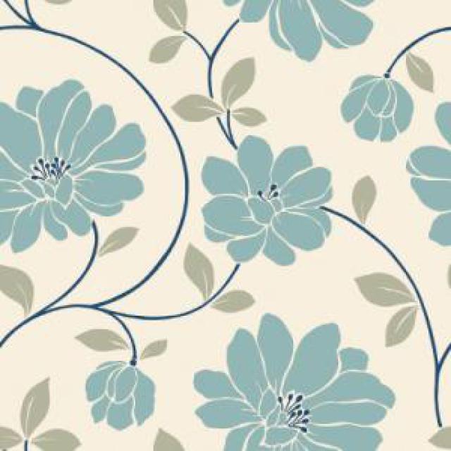 Cream Wallpaper With Blue Flowers - carrotapp