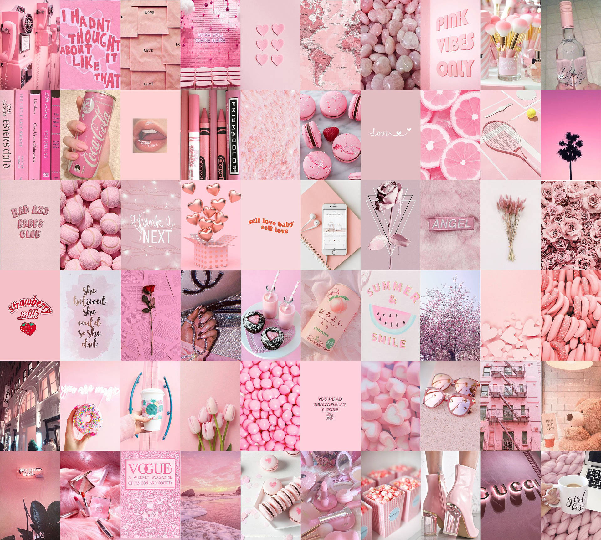 Collage Pink Pastel Aesthetic Laptop Wallpaper