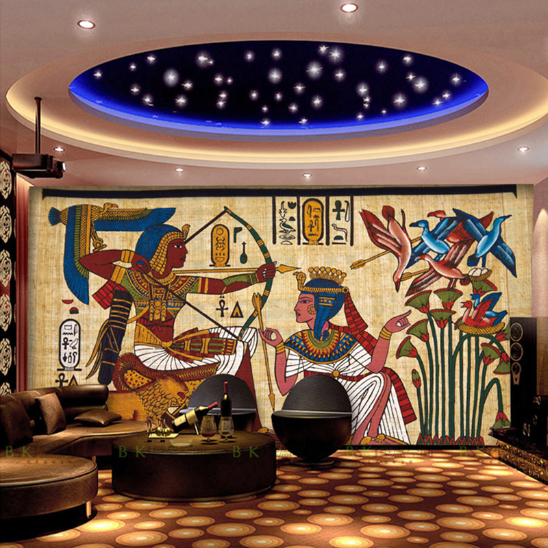 New Large Scale Murals European Retro Old Egyptian Ktv Bars Decorative