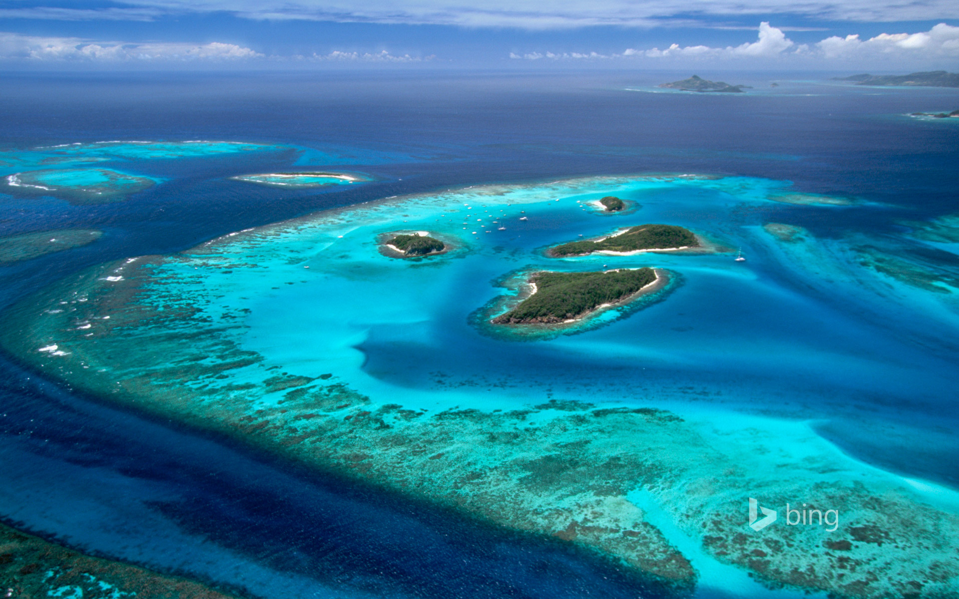 Aerial Of The Tobago Cays Group Islands St Vincent And