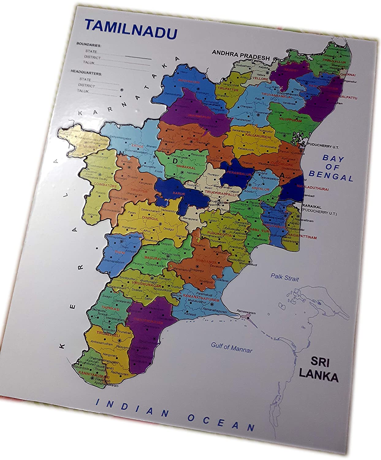 Buy Tamil Nadu State Wooden Puzzle With District Level Details