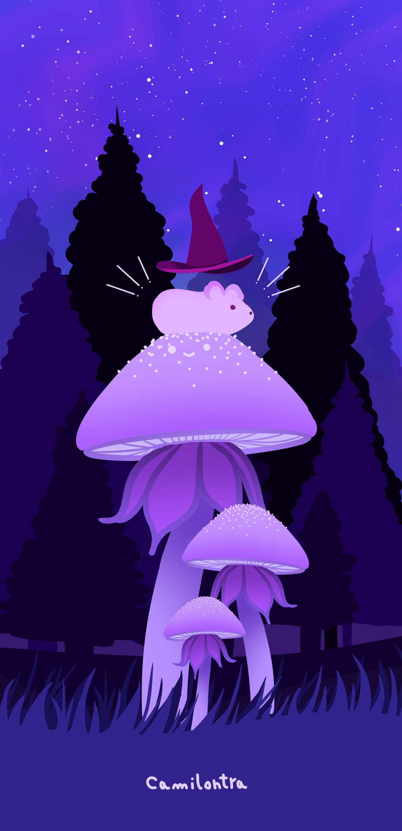 Purple Mushrooms Wallpaper By Camilontra