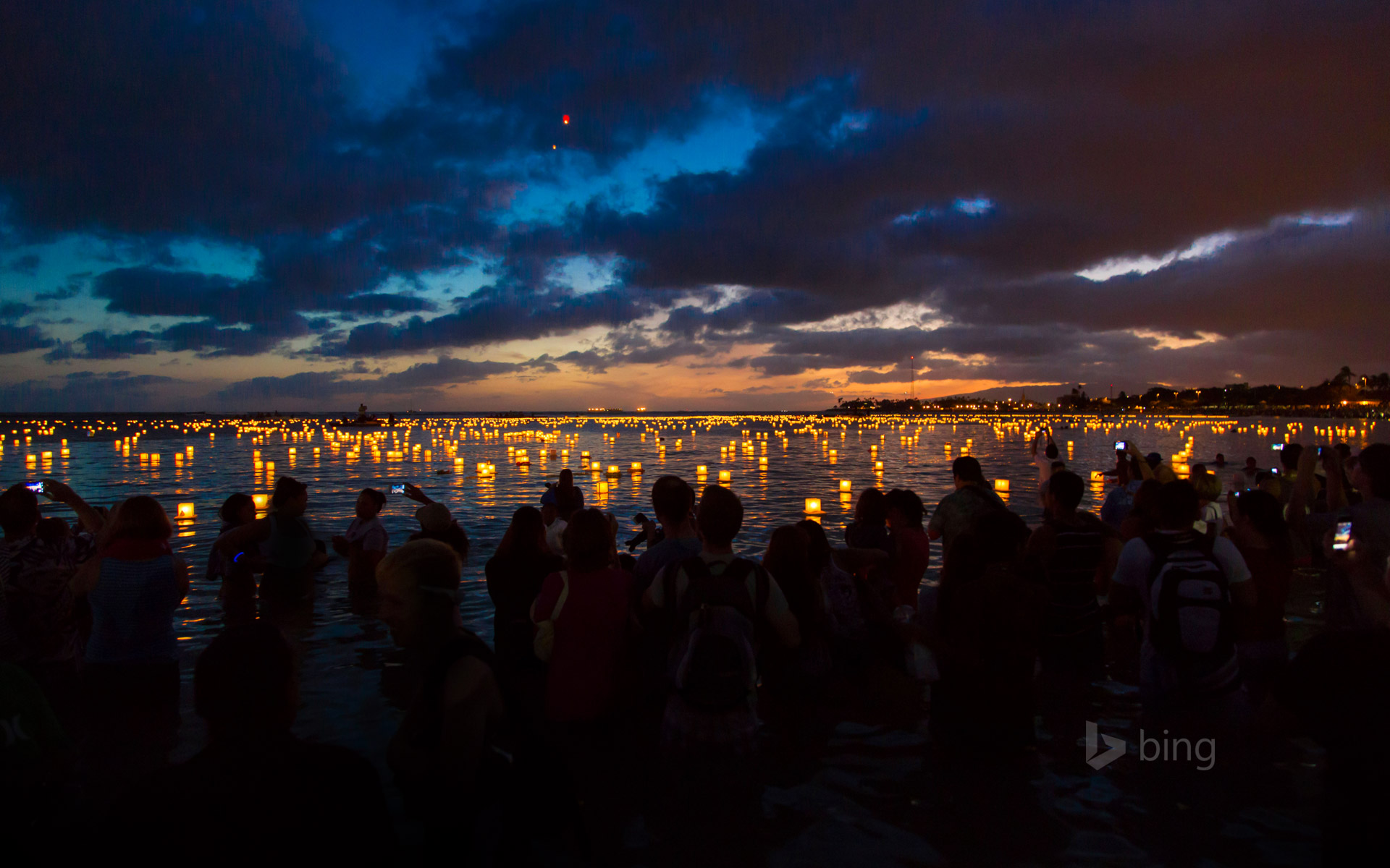 Lantern Floating Ceremony At Ala Moana Beach Park Oahu Hawaii