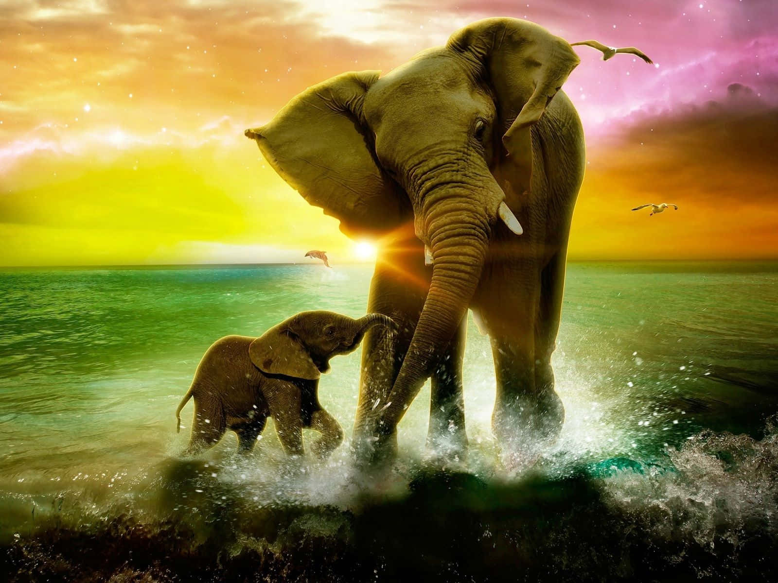 Majestic African Elephants In Their Natural Habitat Wallpaper
