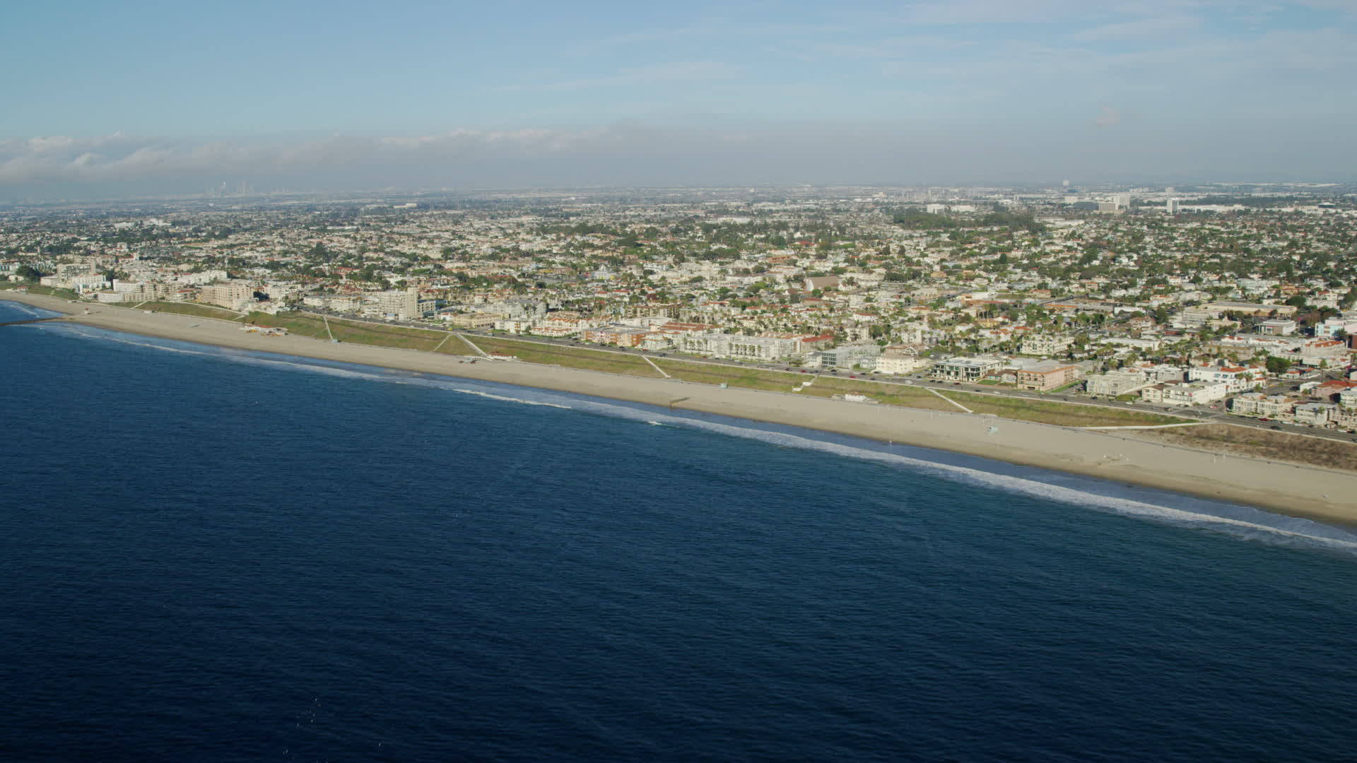 8k Stock Footage Aerial Video Approaching Torrance Beach In The