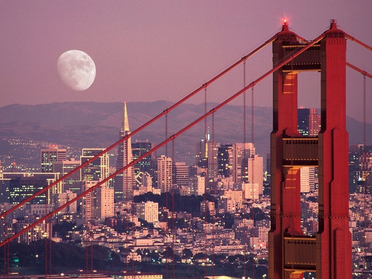 Moon Over San Francisco Cities And Beautiful Places Around