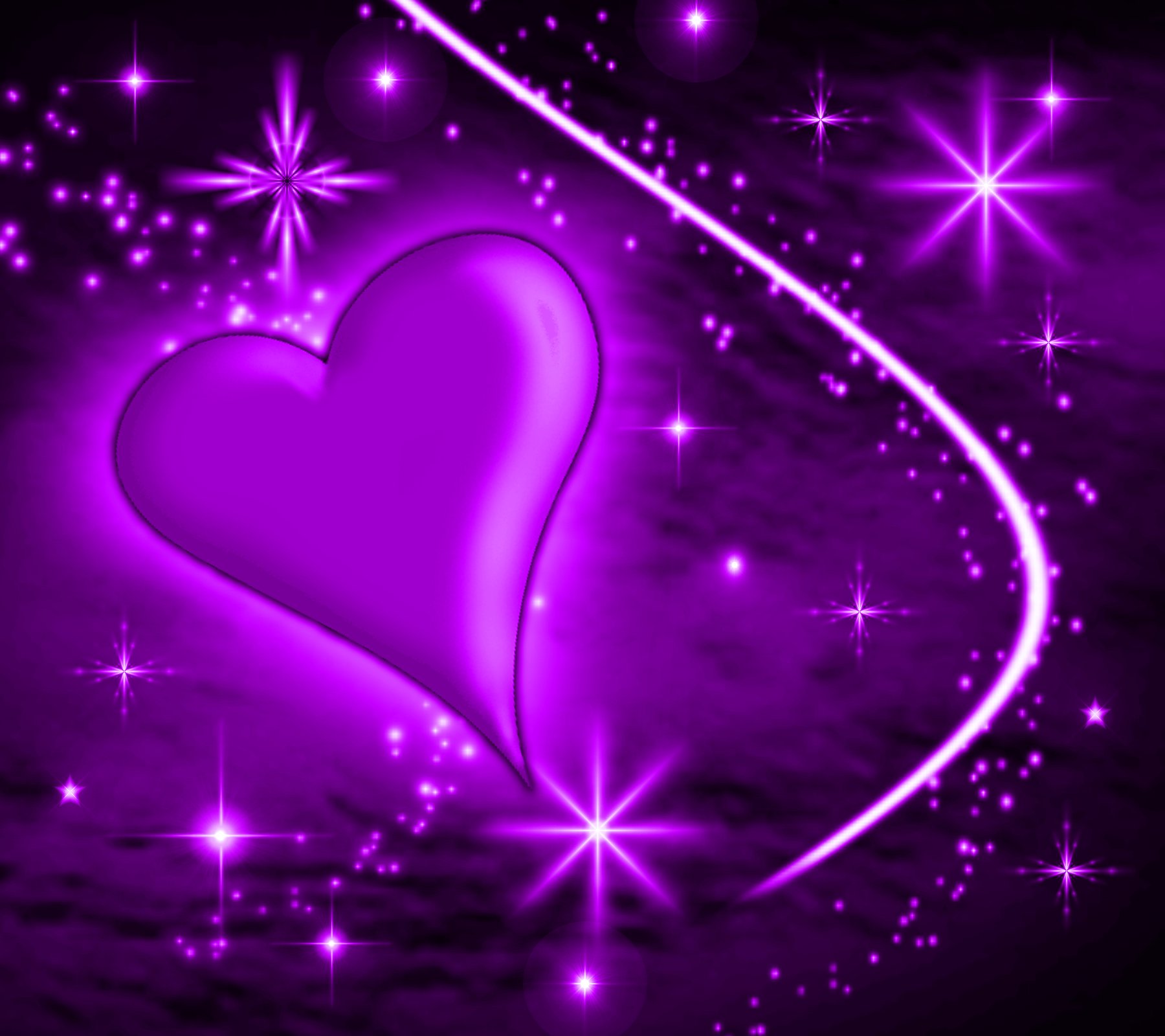 Purple Heart With Plasma Stars Background