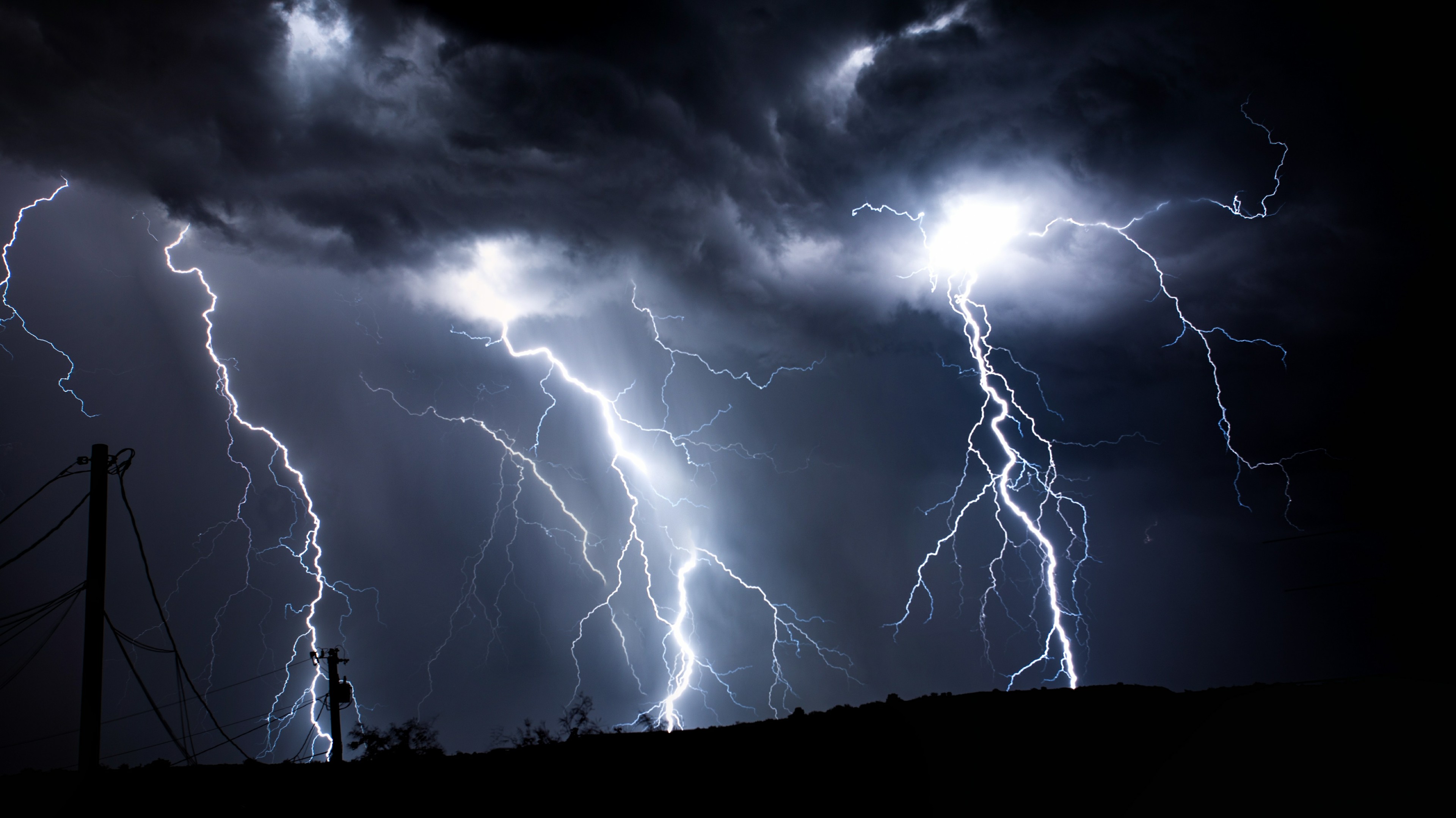 Thunderstorm With Lightning Strikes Wallpaper