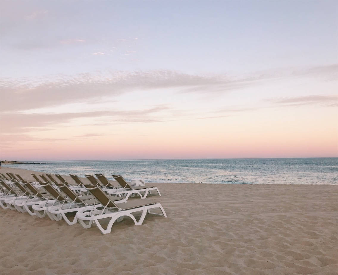 Aesthetic Beach Lounge Benches Wallpaper