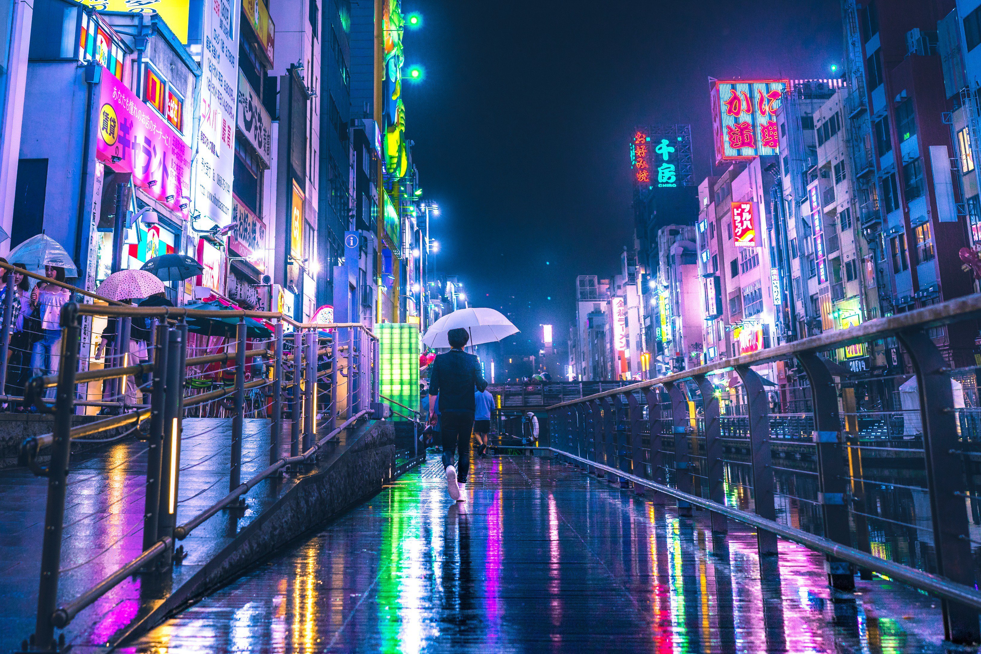 Osaka Under The Rain HD Wallpaper