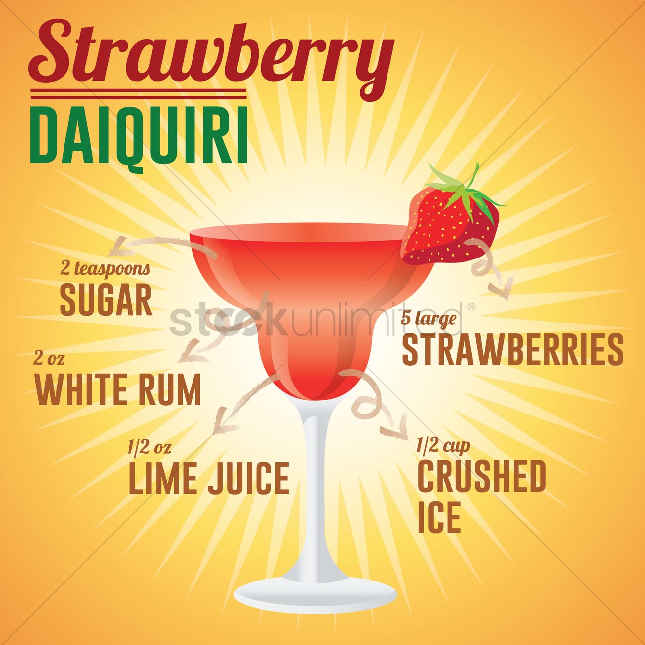 Strawberry Daiquiri Drink Wallpaper Vector Image