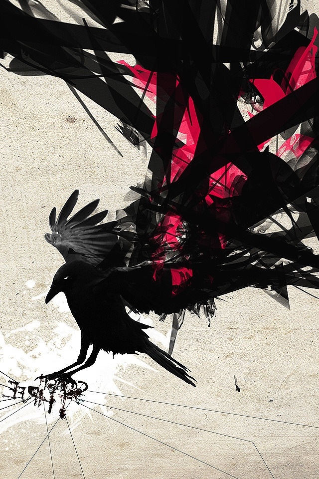 Grunge Crow iPhone HD Wallpaper