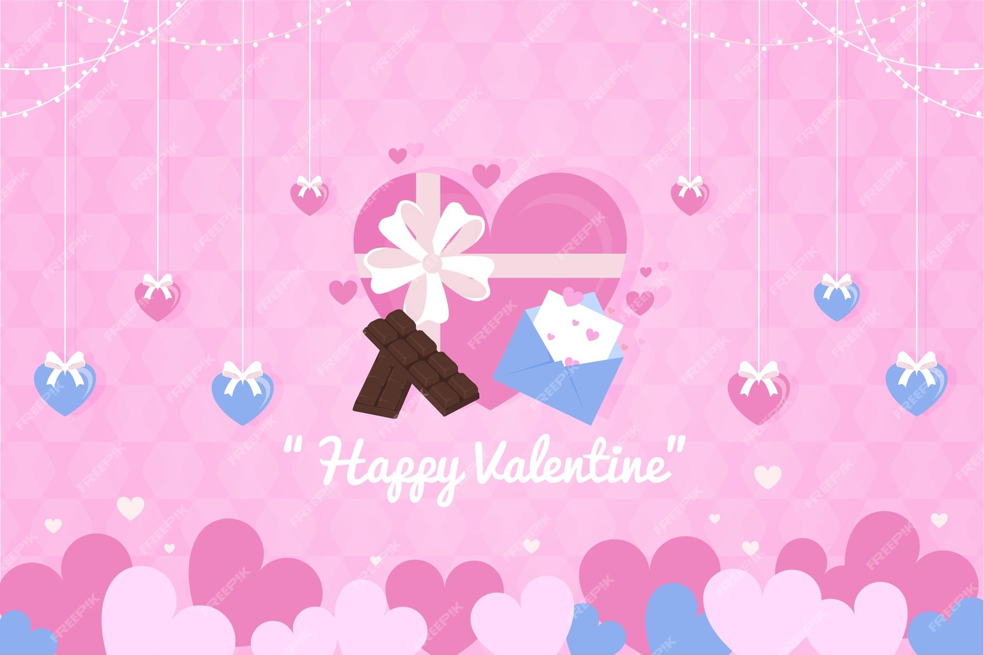 Free Vector Flat design valentines day background with gift