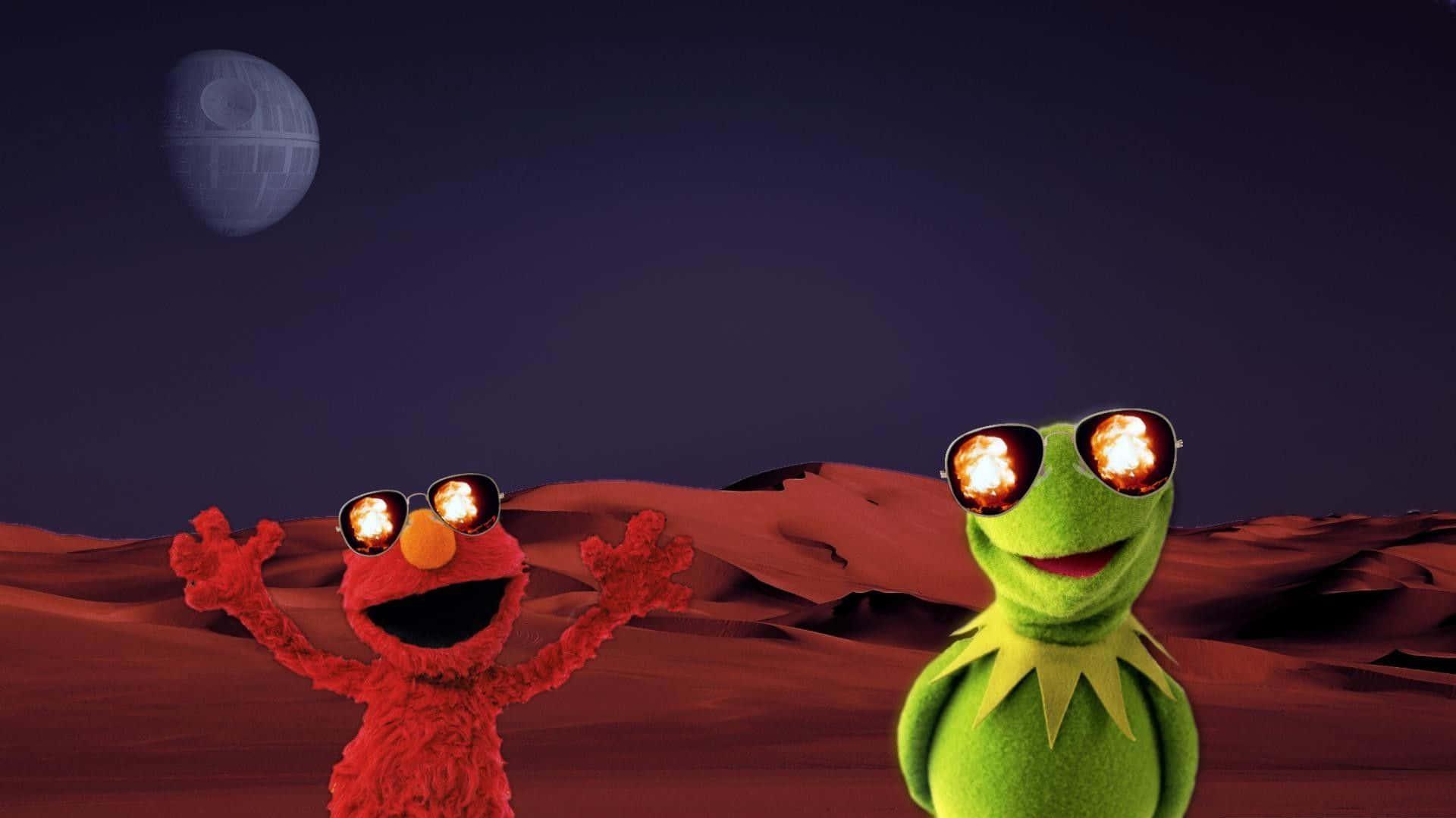 Funny Elmo And Kermit On Mars Picture Wallpaper