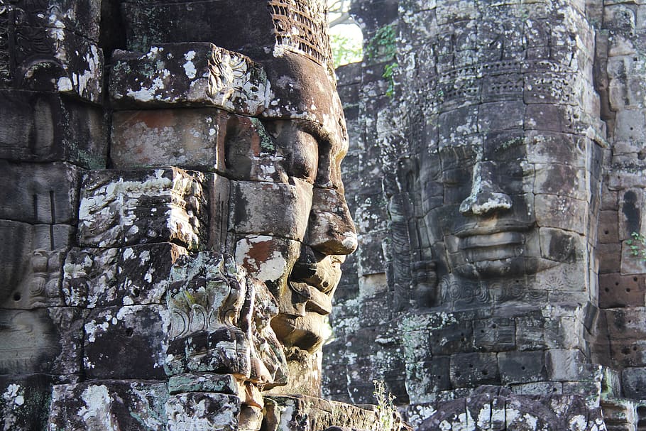 HD Wallpaper Two Brown Tiki Totem Bayon Temple Travel Antique