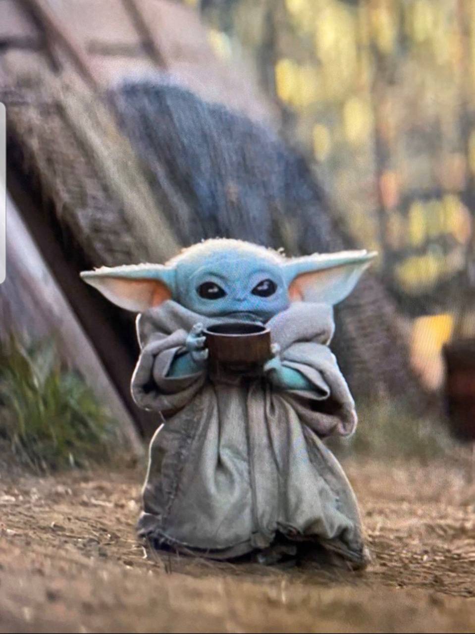 Baby Yoda Drinking Soup HD Wallpaper