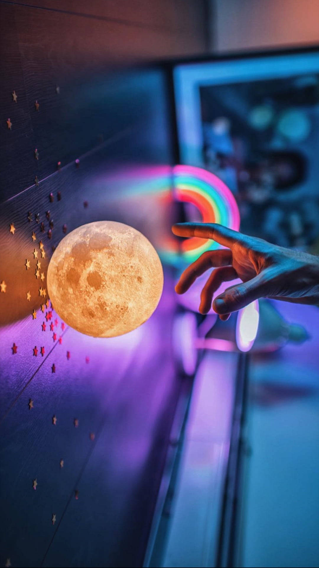 Moon Lamp Neon Aesthetic iPhone Wallpaper
