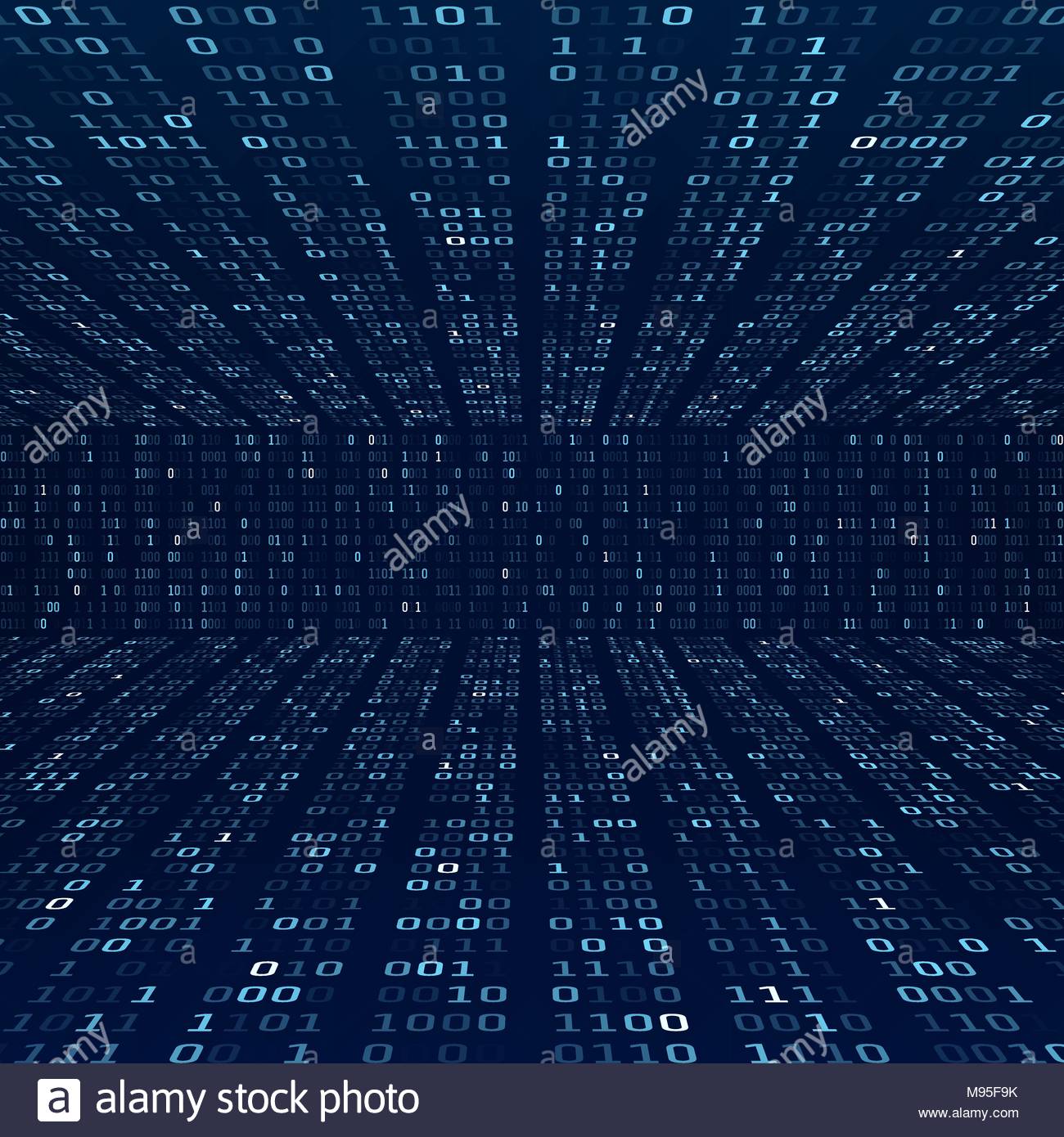 Encryption Information Binary Code On Blue Background Random