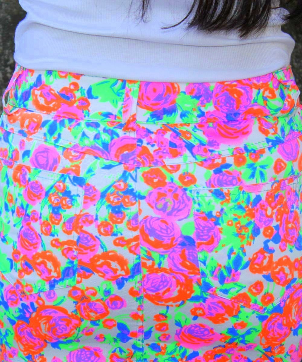 Bright Floral Print Mini Skirt In