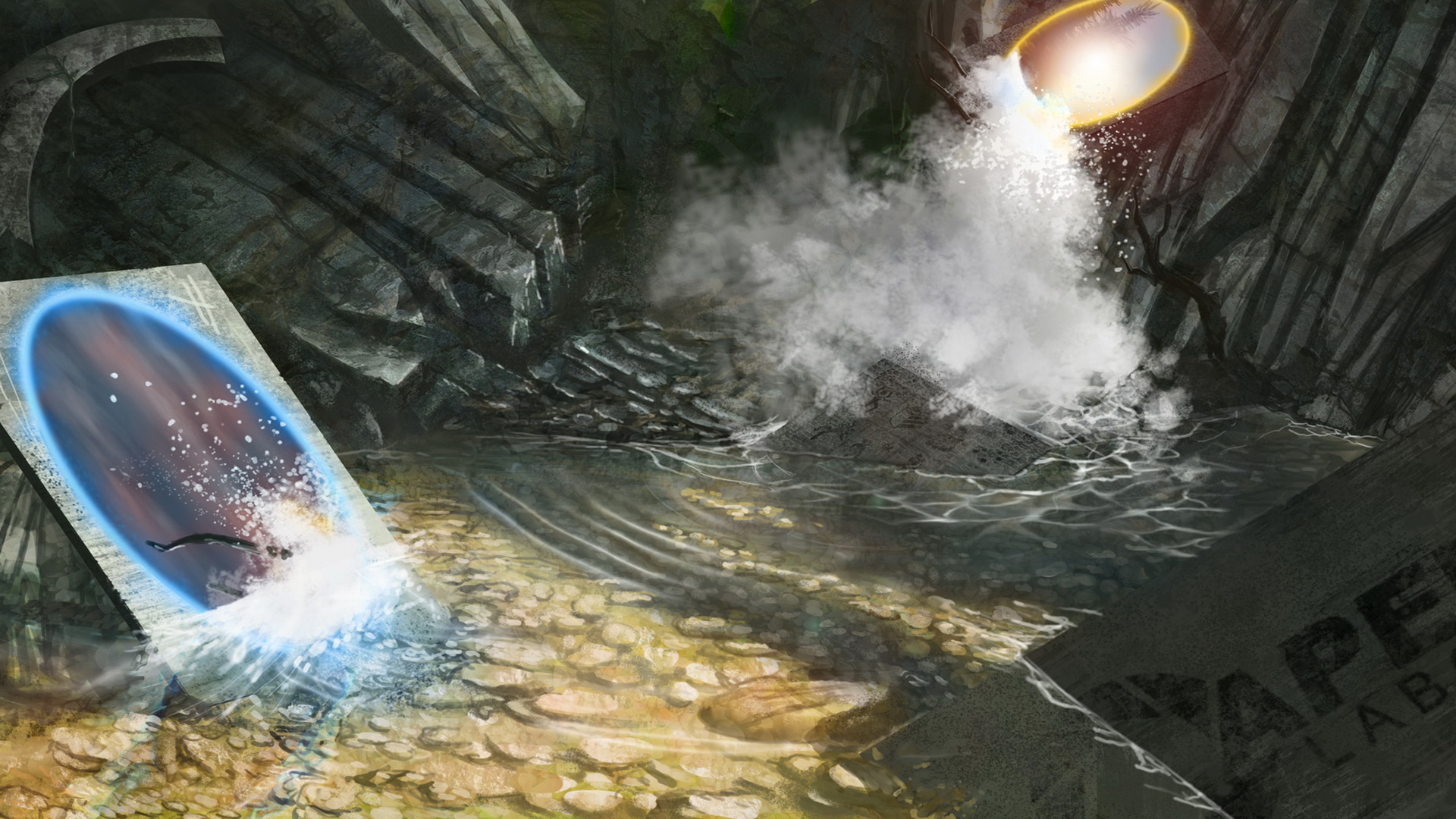 HD Wallpaper Video Games 1080p Portal Waterfall