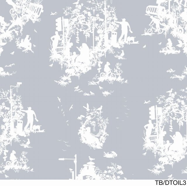 Love This Grey And White Toile Wallpaper Wall Treatment