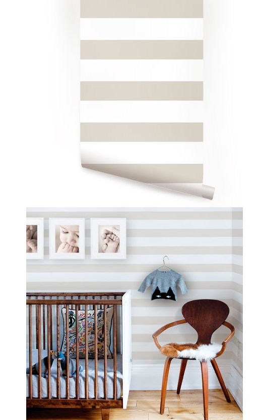 Horizontal Stripe Gray Peel And Stick Wallpaper Wall Sticker Outlet