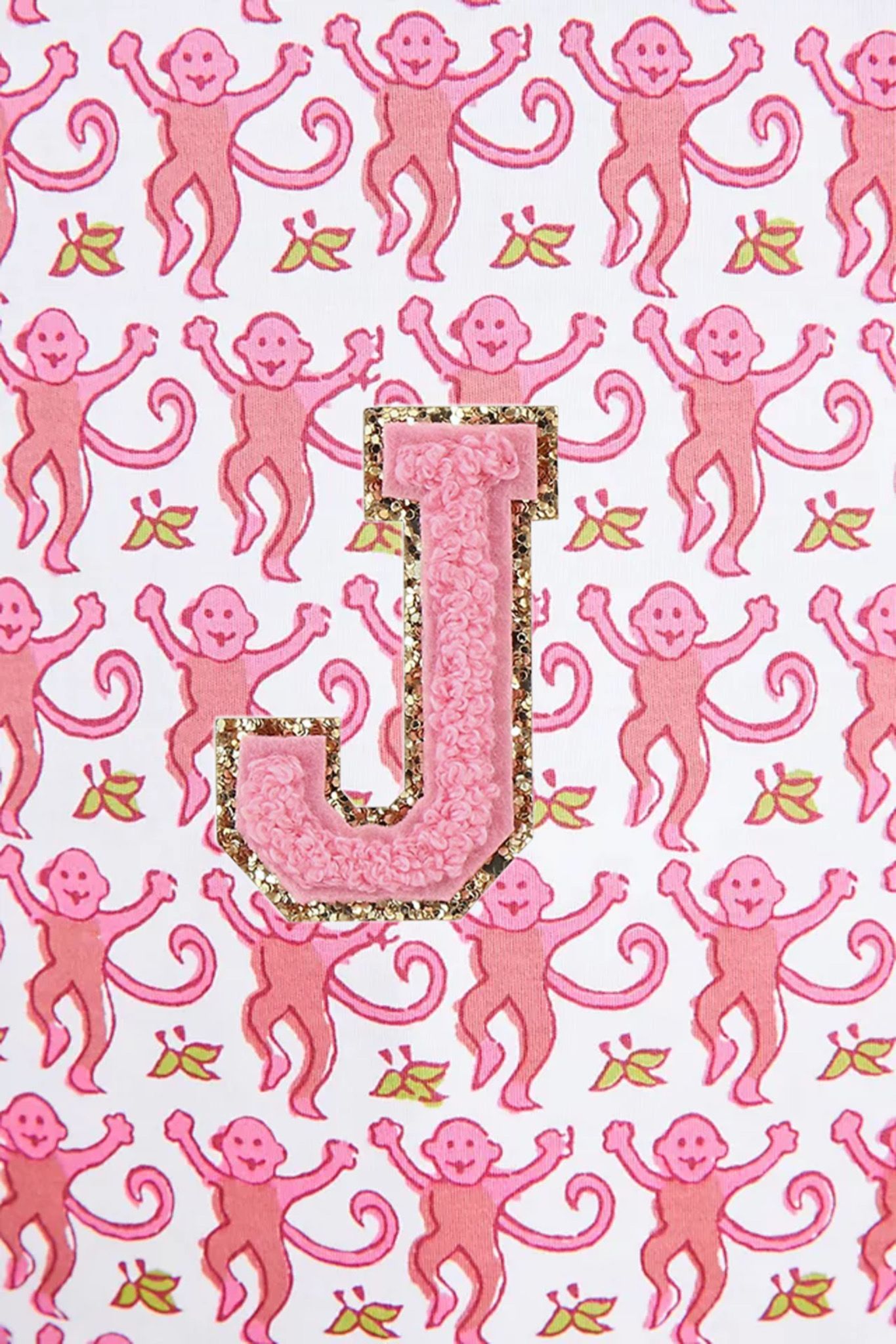 Preppy Letter J Wallpaper With Pink Monkeys
